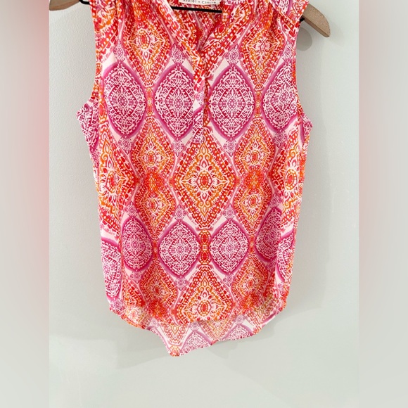 Violet & Claire Sleeveless Colorful Blouse Pink & Orange Size Small - Picture 3 of 5